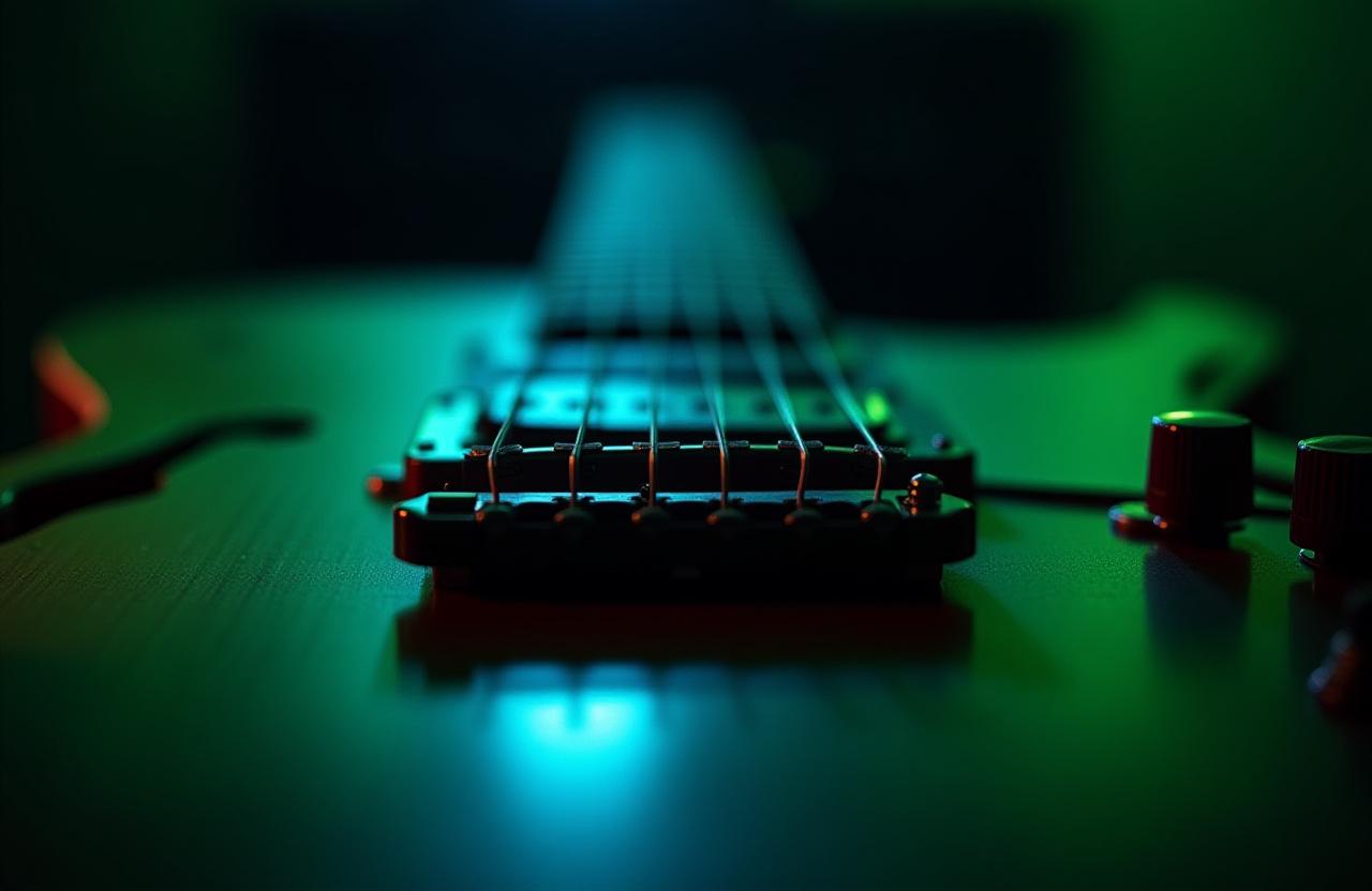 Vibrant electric guitar closeup