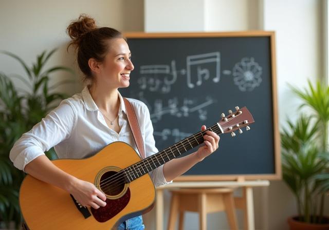 Music teacher explaining theory